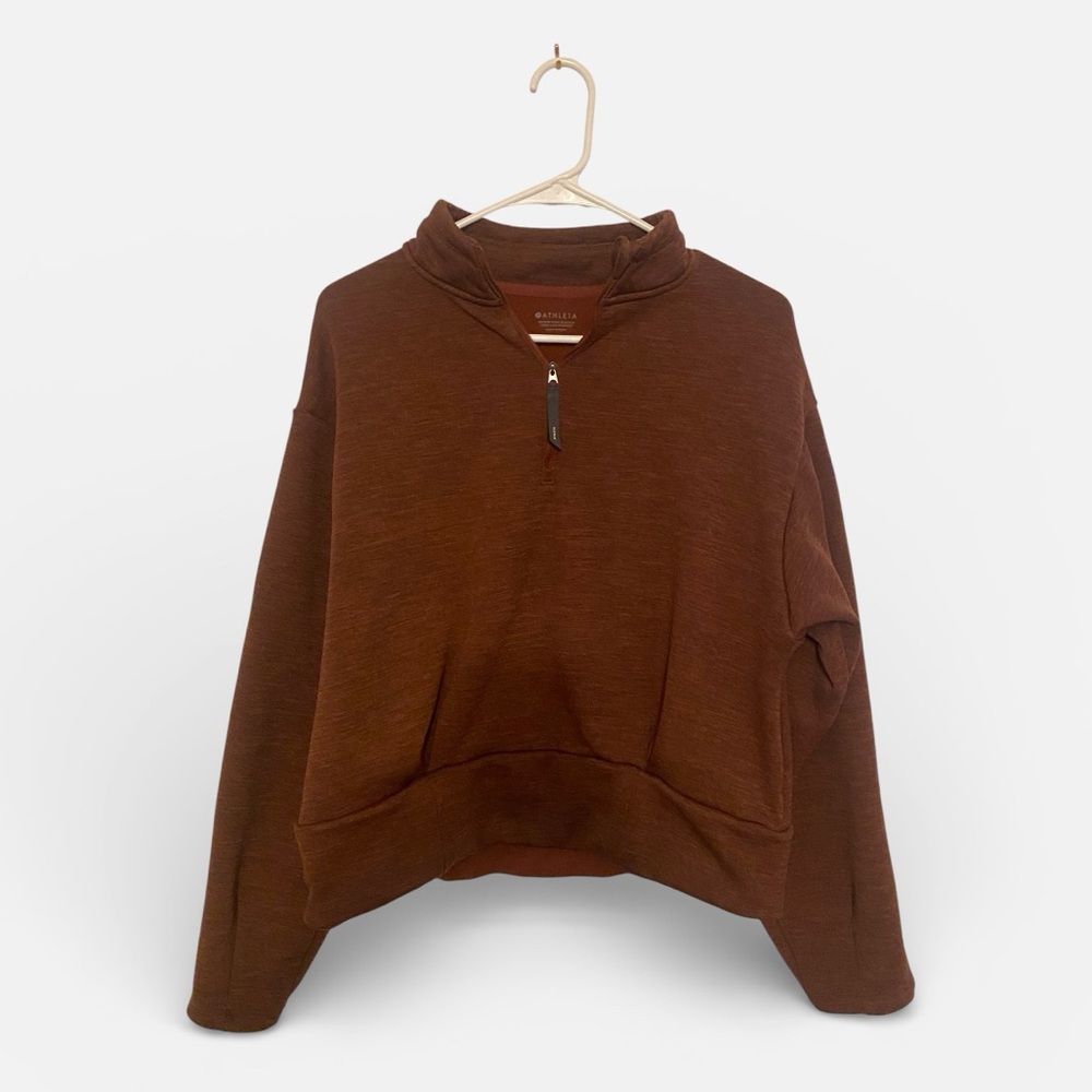 Athleta Women's Altitude Polartec Half Zip Sweatshirt Size M Mahogany Heather